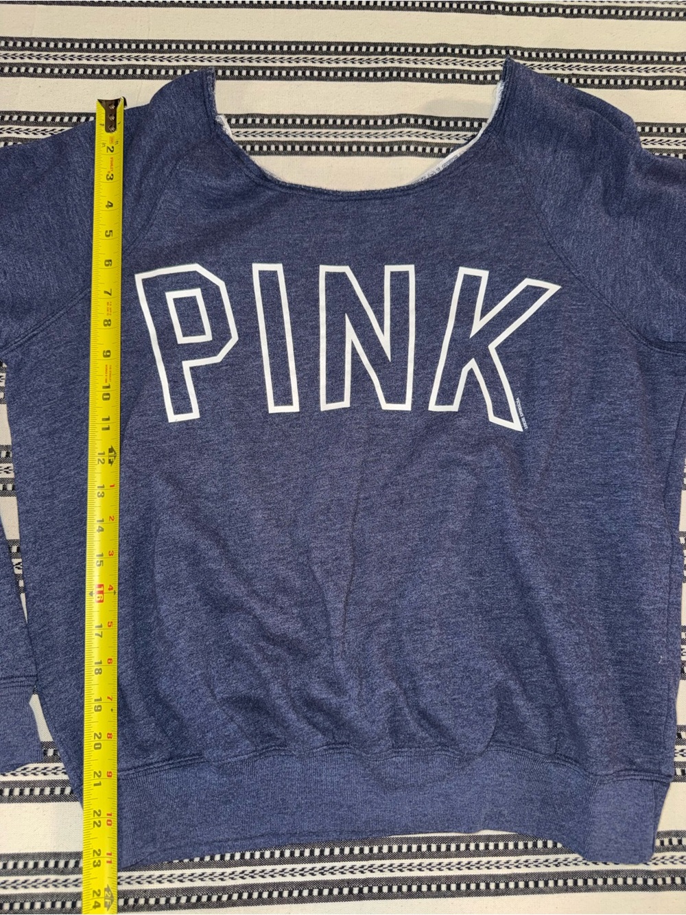 PINK Victoria's Secret Navy Crewneck Pullover with White Logo, M - Picture 8 of 13